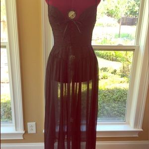 Rare Lace corset, underwire bra night-Gown